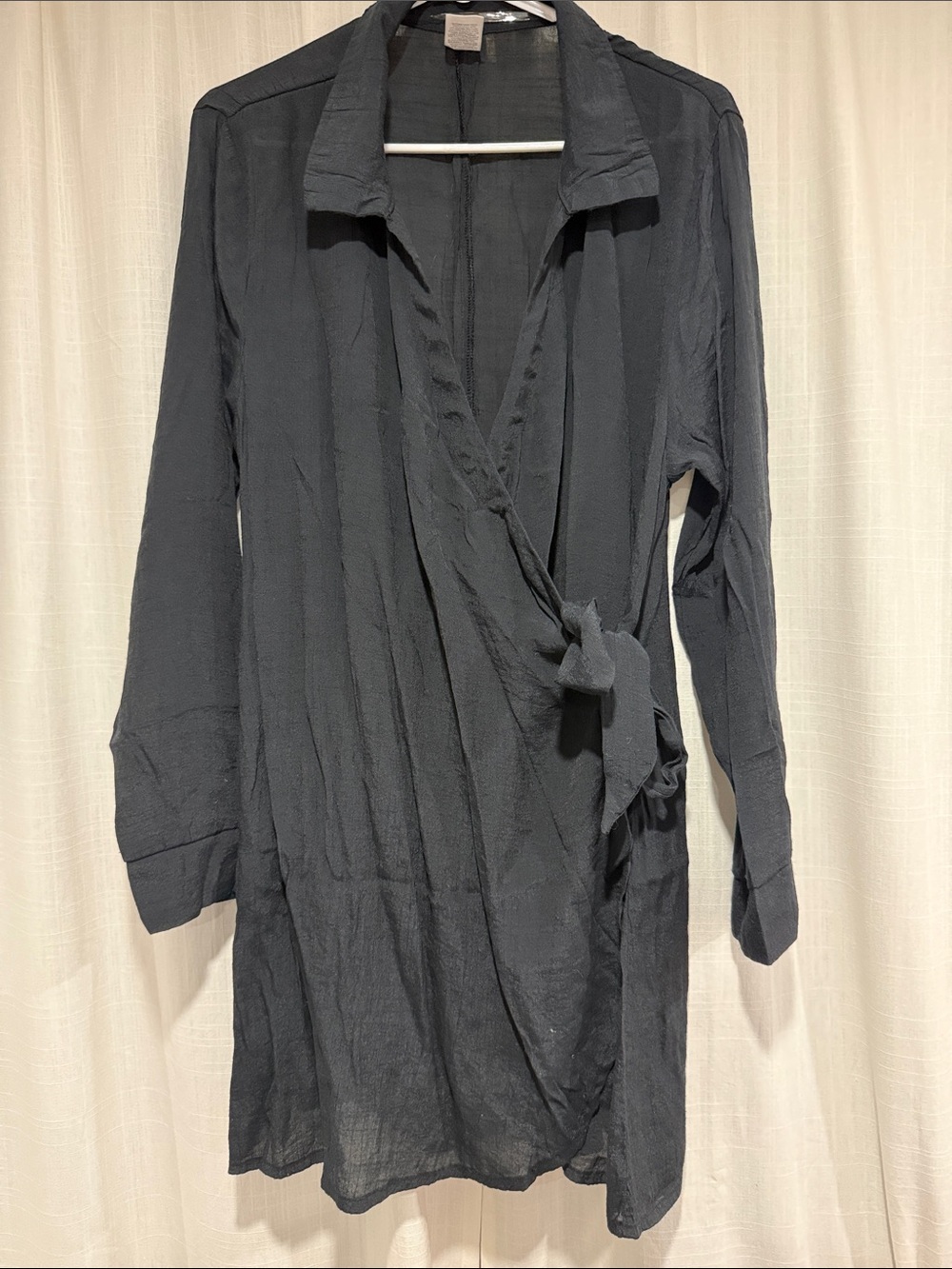 Lightweight Black Swimsuit Wrap Tunic with Side Tie COVER UP
